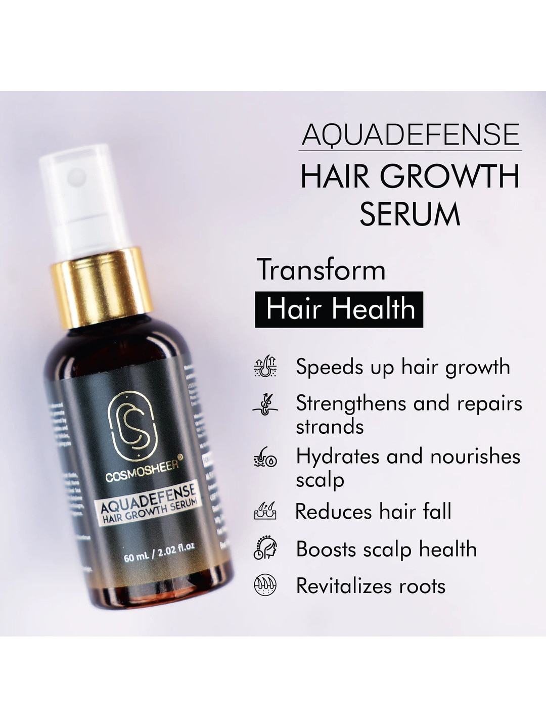 cosmosheer Aquadefense Hair Growth Serum - 60 ml