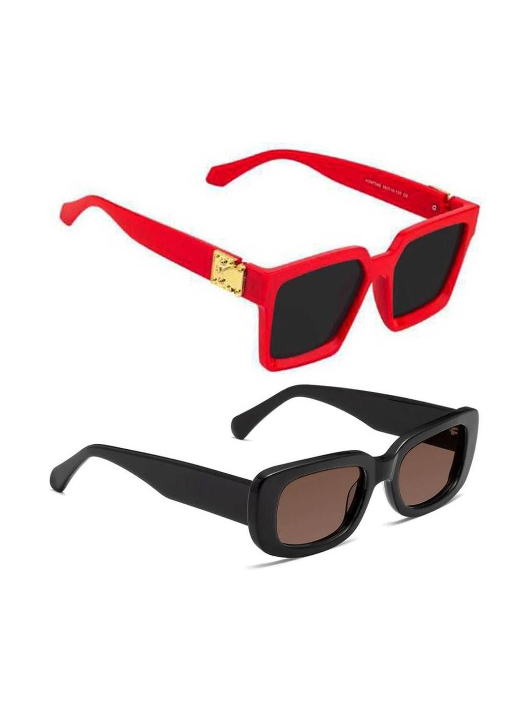 Arzonai Unisex Pack of 2 Rectangle Sunglasses with UV Protected Lens COMBO-2790