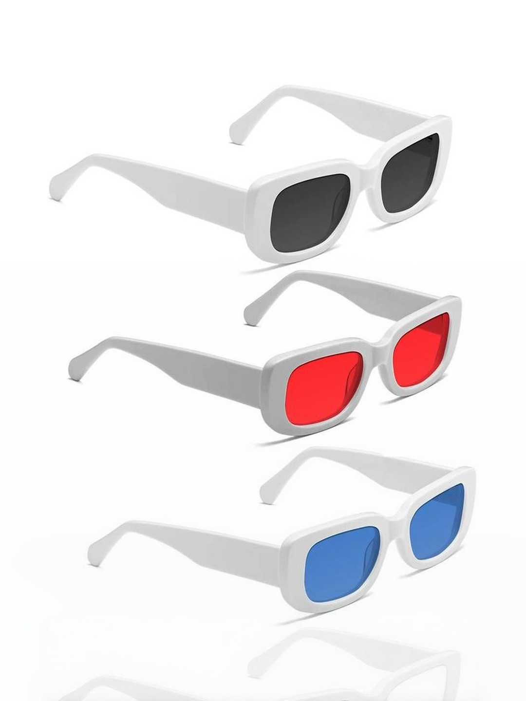 Arzonai Unisex Pack Of 3 Rectangle Sunglasses with UV Protected Lens COMBO-2703