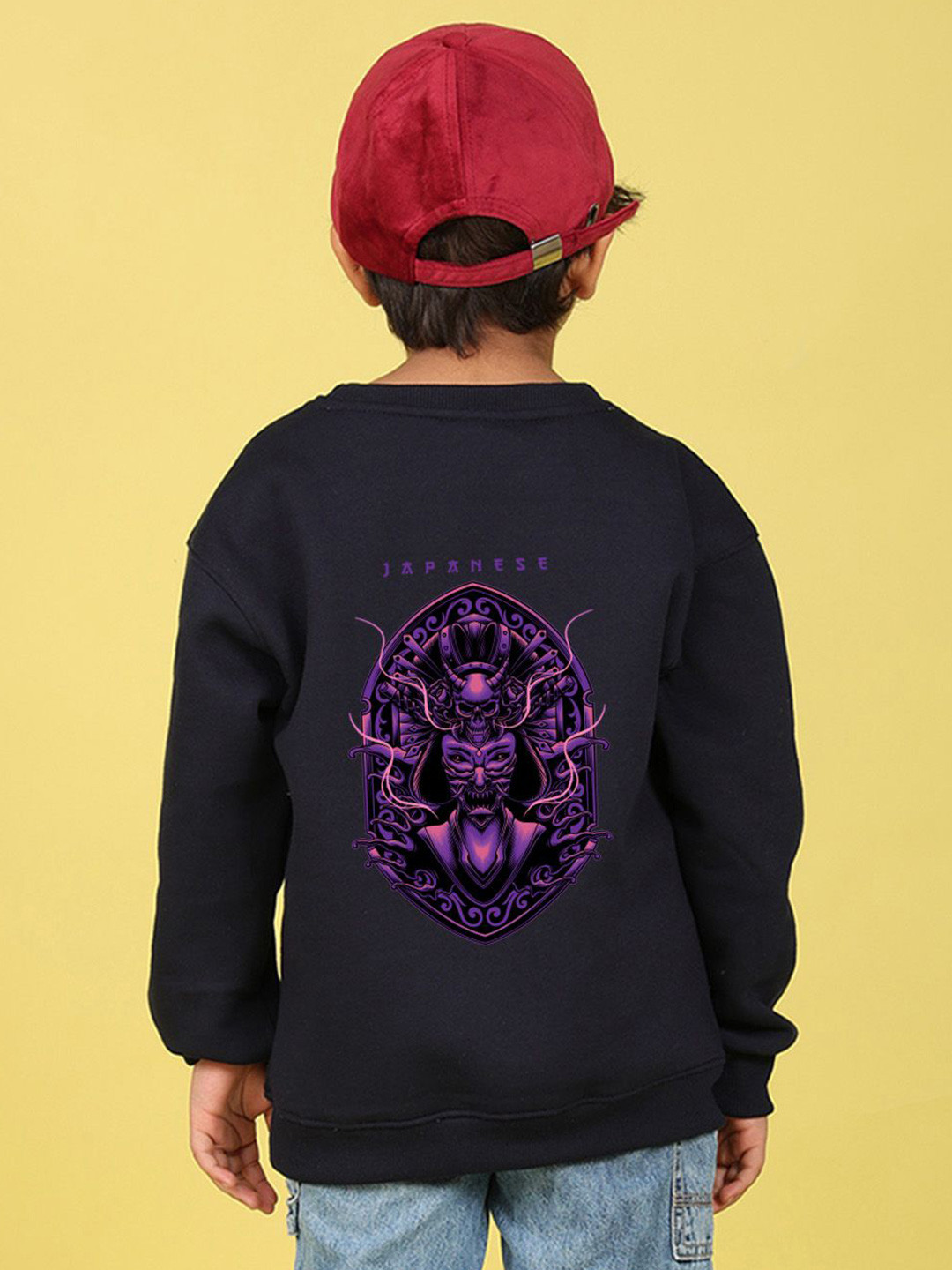 NUSYL Boys  Japanese Text Printed Oversized Sweatshirt