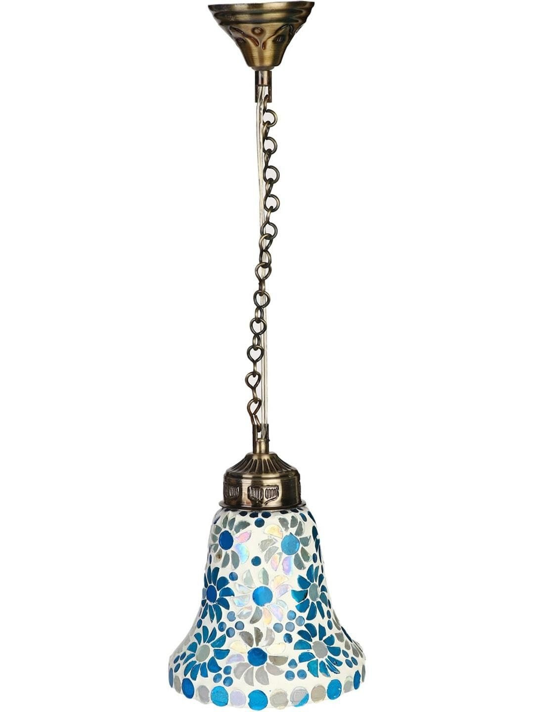 1ST TIME White & Blue Textured Self Assembly Ceiling Lamp