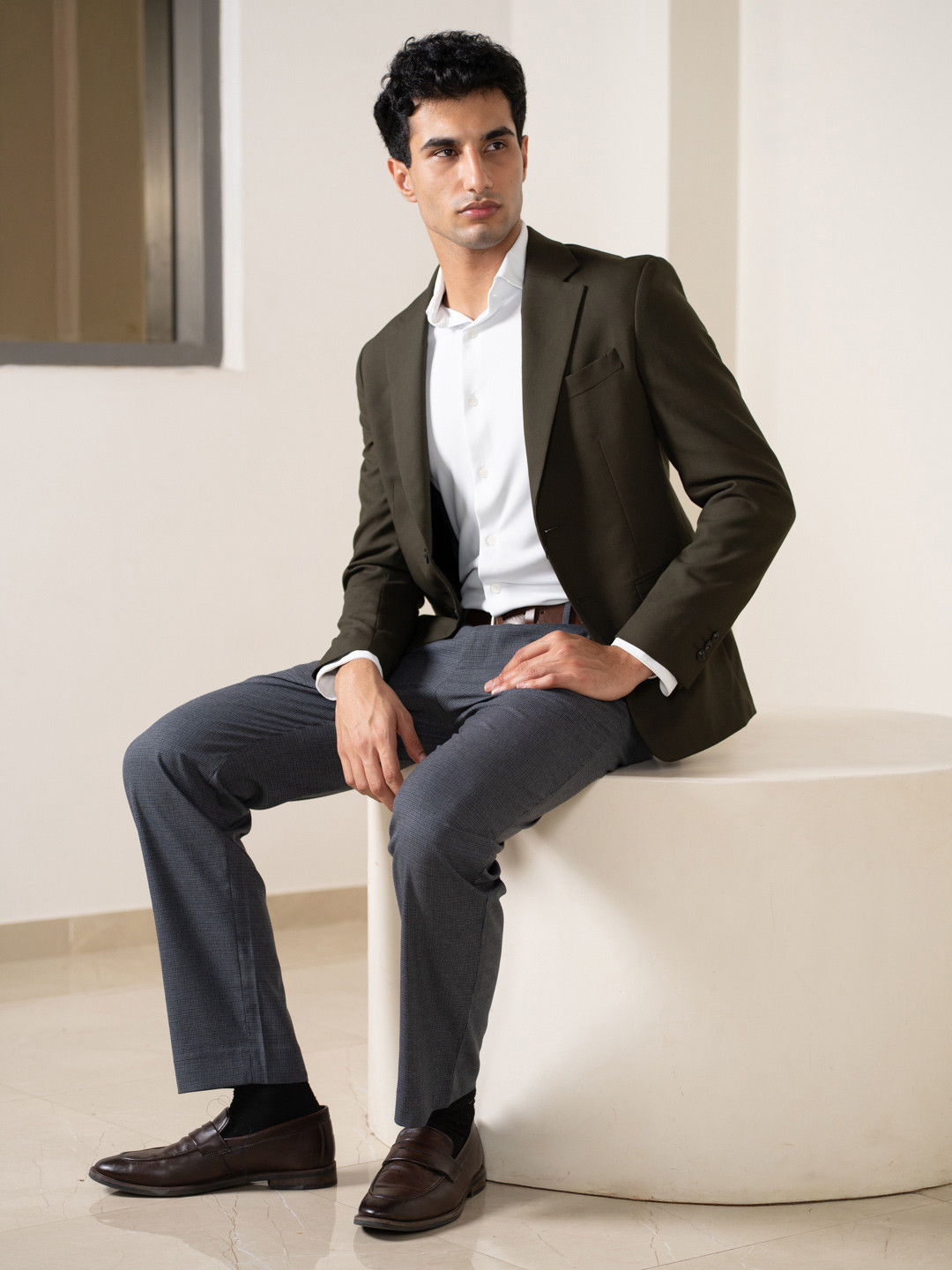 The Pant Project Men Bulldog Grey Houndstooth Relaxed Fit Trousers