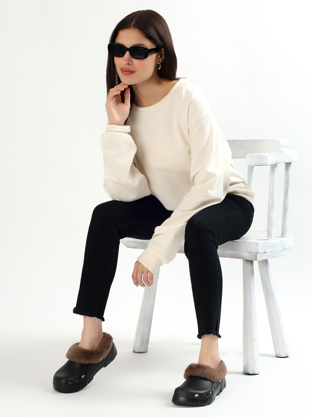 CASSIEY Women Warm Faux Fur Self Design Clogs