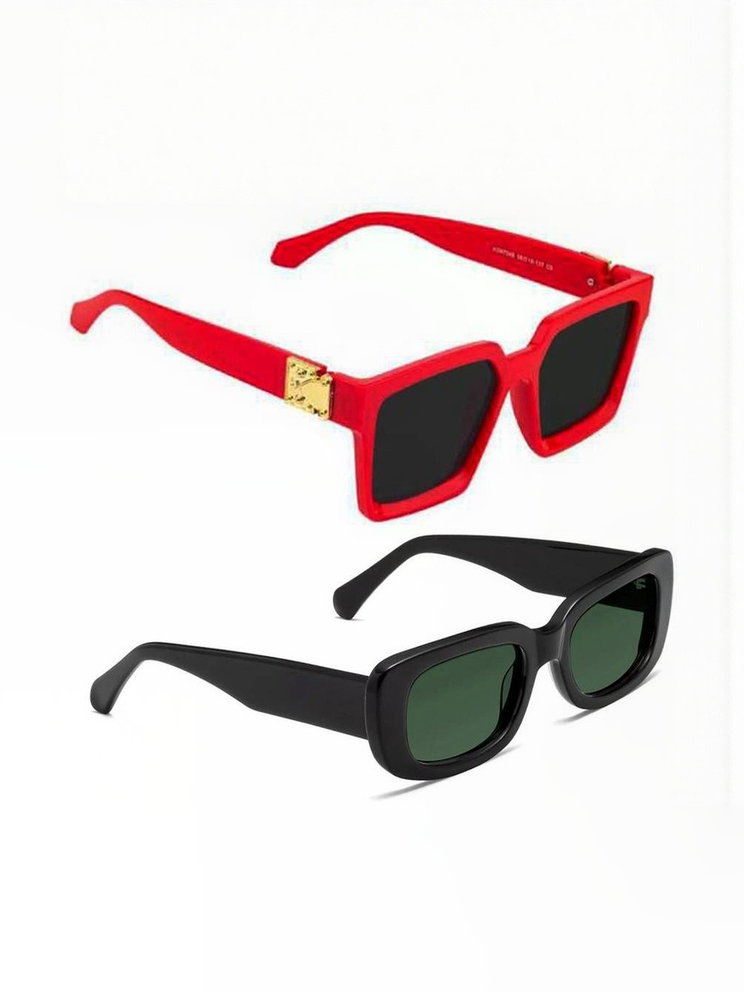 Arzonai Unisex Set Of 2 Rectangle Sunglasses with UV Protected Lens COMBO-2764