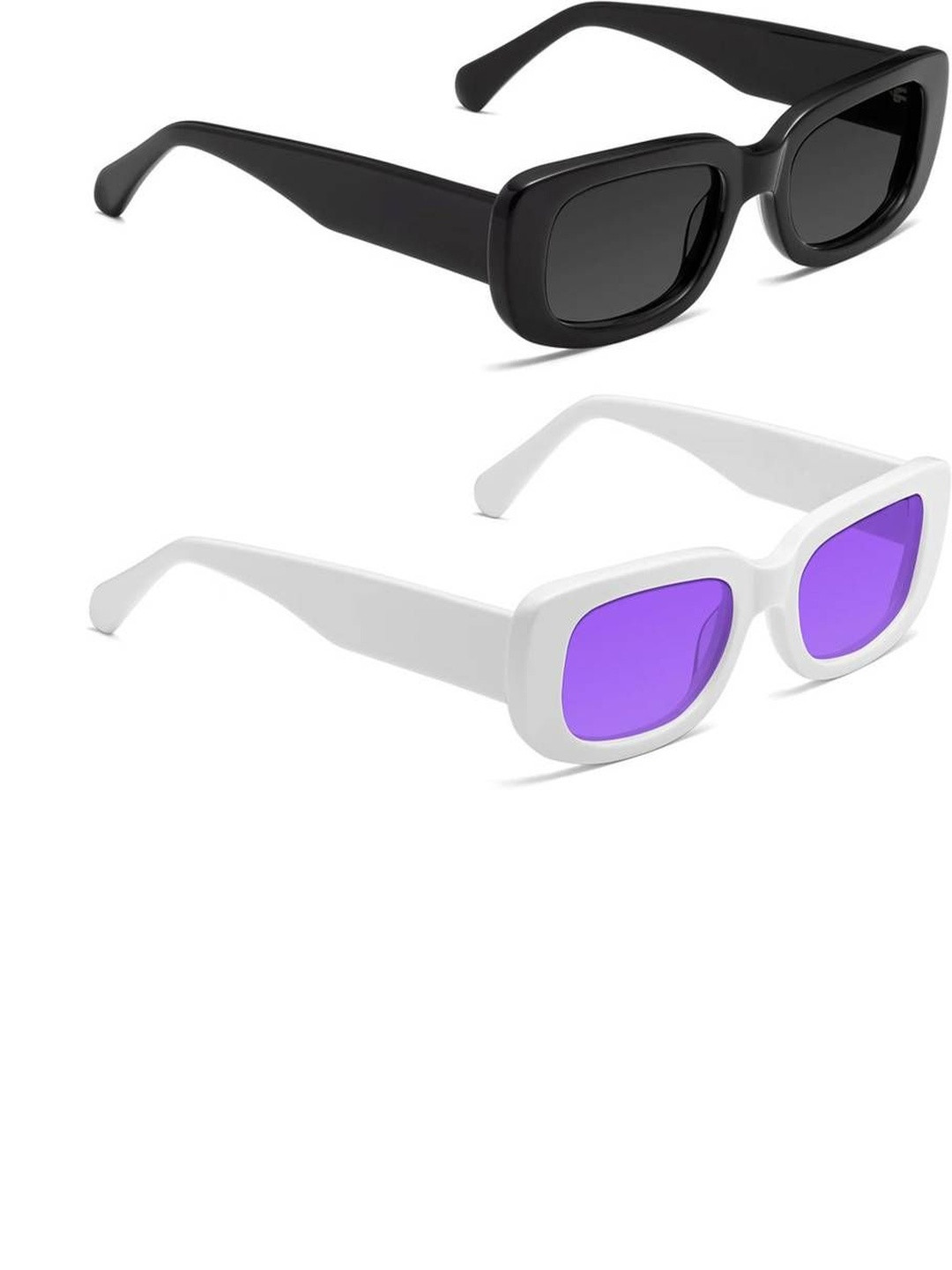 Arzonai Unisex Pack Of 2 UV Protected Rectangle Sunglasses COMBO-2817