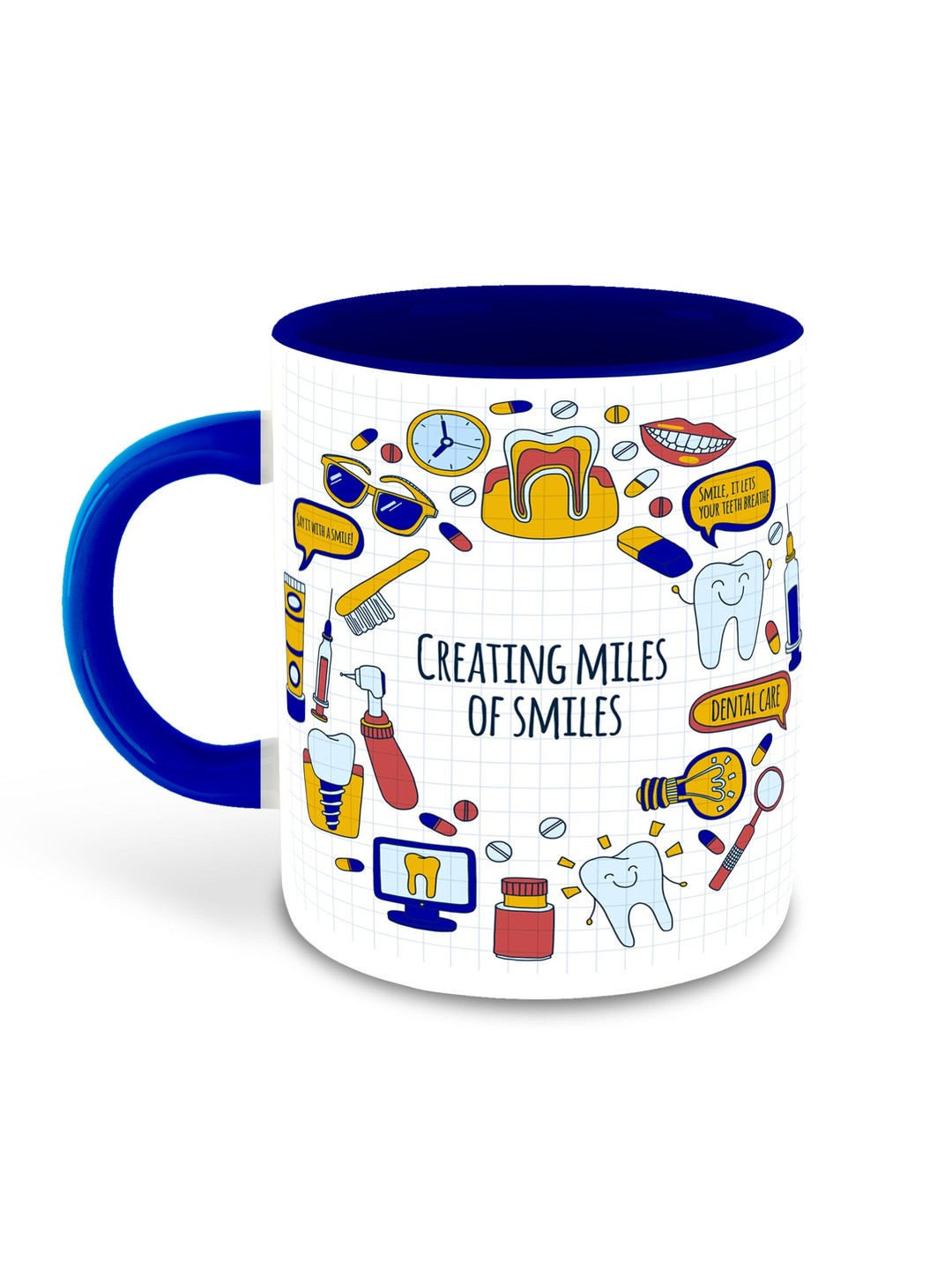 Whats Your Kick White & Blue Printed Ceramic Glossy Mugs