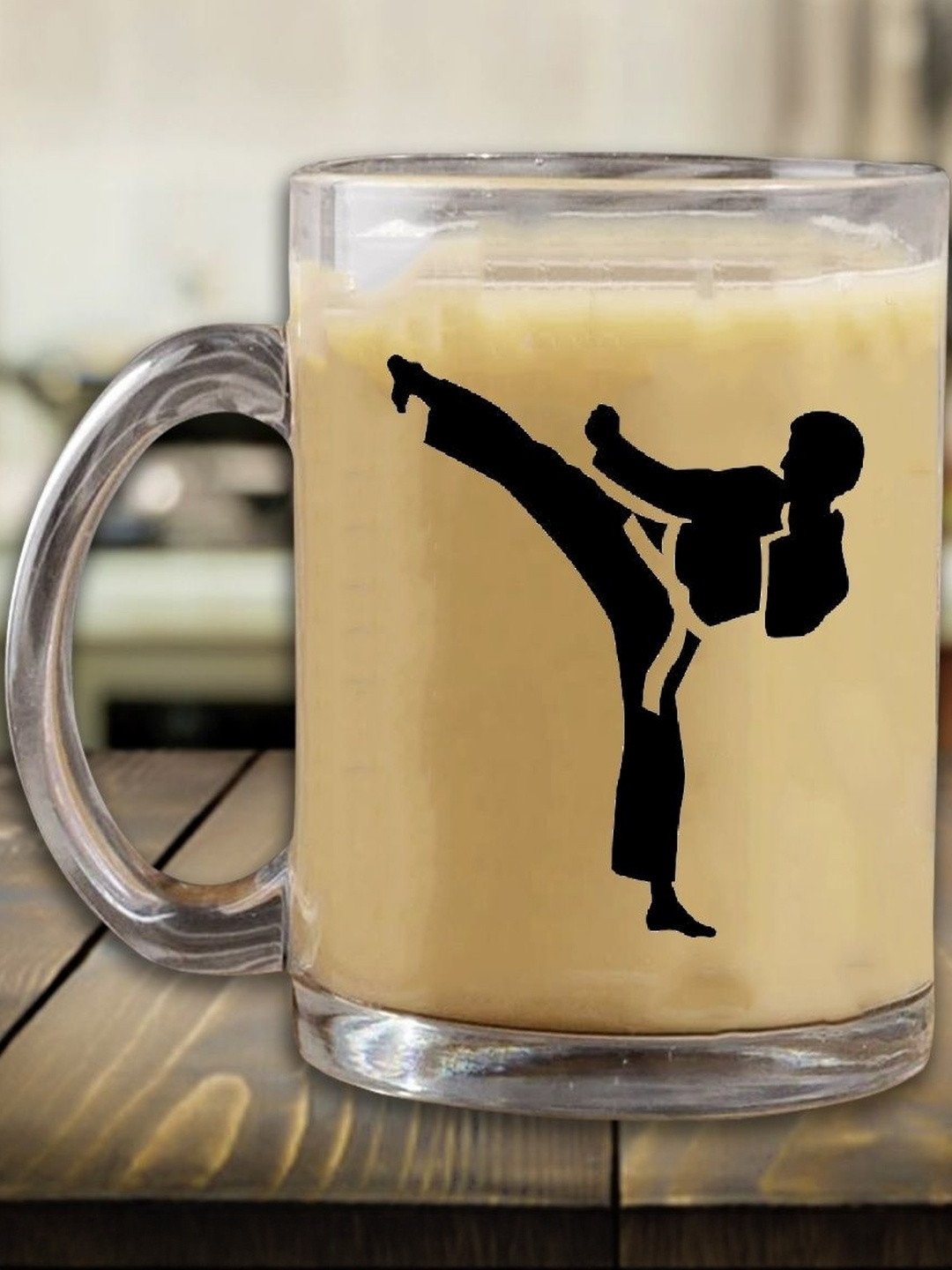 Whats Your Kick Transparent & Black Printed Ceramic Glossy Mugs