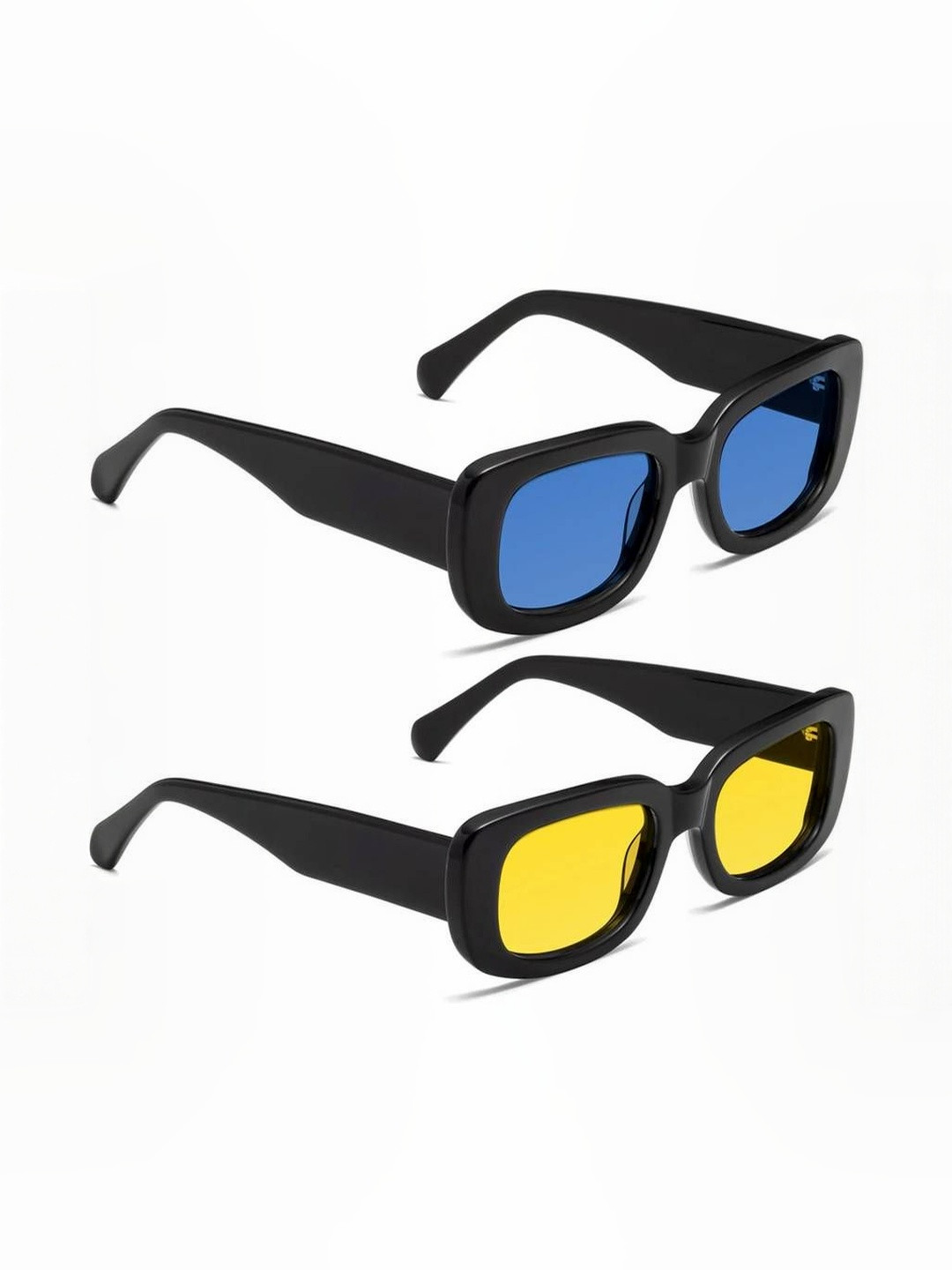 Arzonai Unisex Pack of 2 Rectangle with UV Protected Lens Sunglasses COMBO-2806