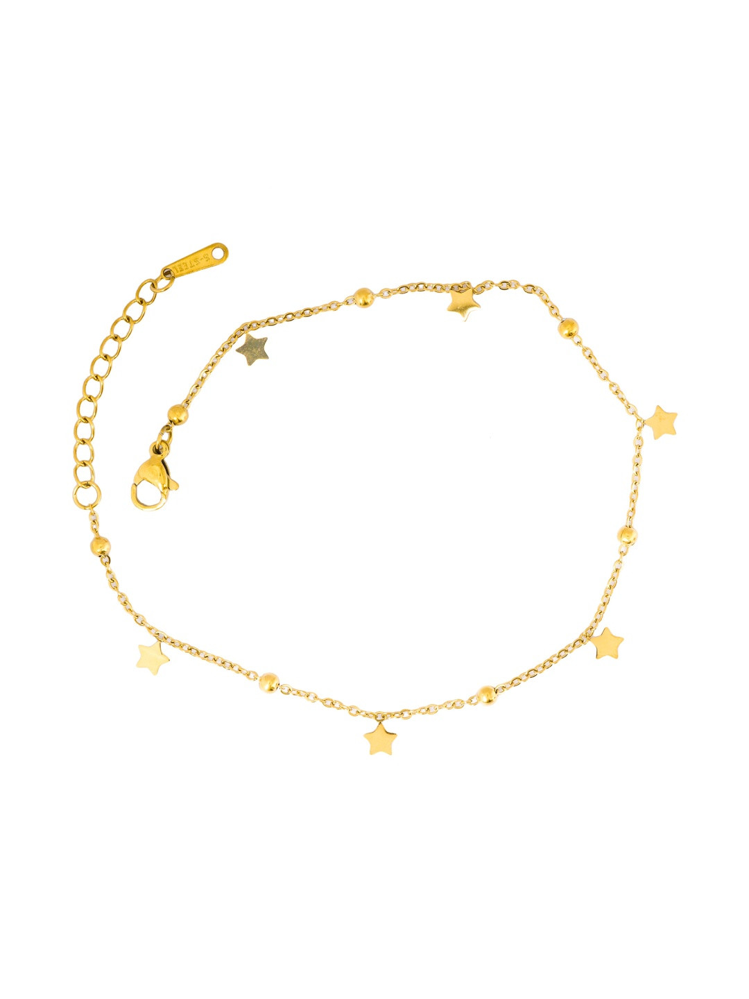 MAHTTAB Stainless Steel Gold-Plated Artificial Beaded Anklet