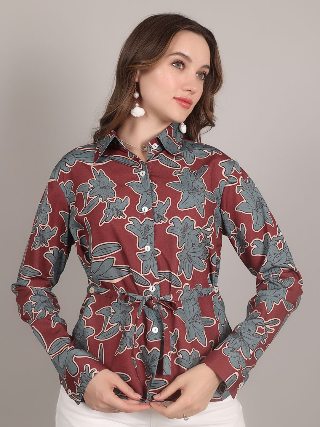 Odd By Poshaak Women Premium Floral Semi Sheer Printed Casual Shirt