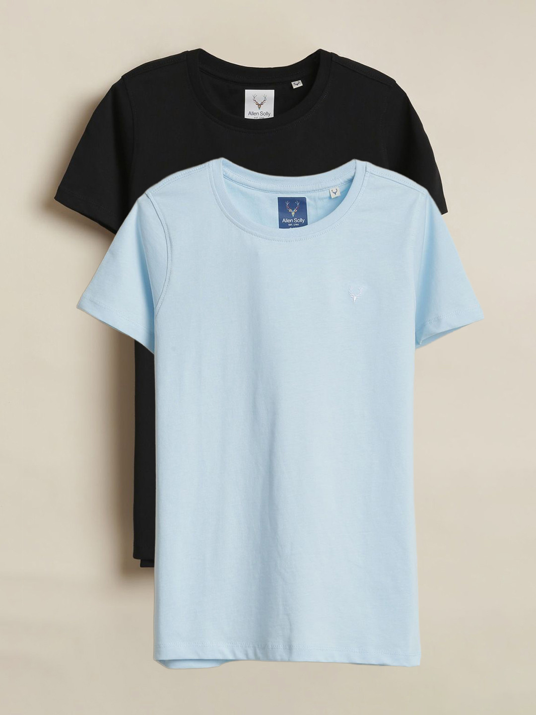 Allen Solly Junior Pack Of 2 Boys Crew Neck Short Sleeves Pure Cotton T-shirts