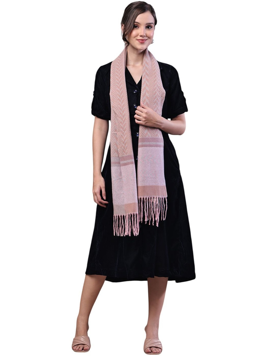 ELLIS Women Abstract Printed Stole With Tassel Border
