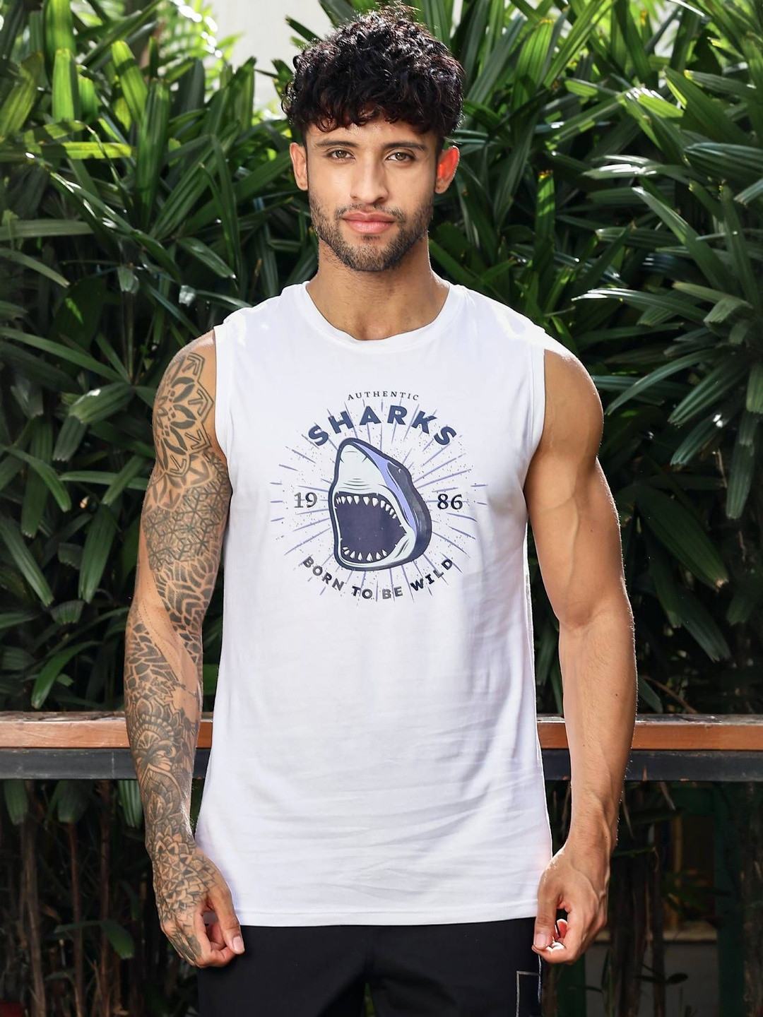 ONE SKY Men Pure Cotton Round Neck Gym Vests