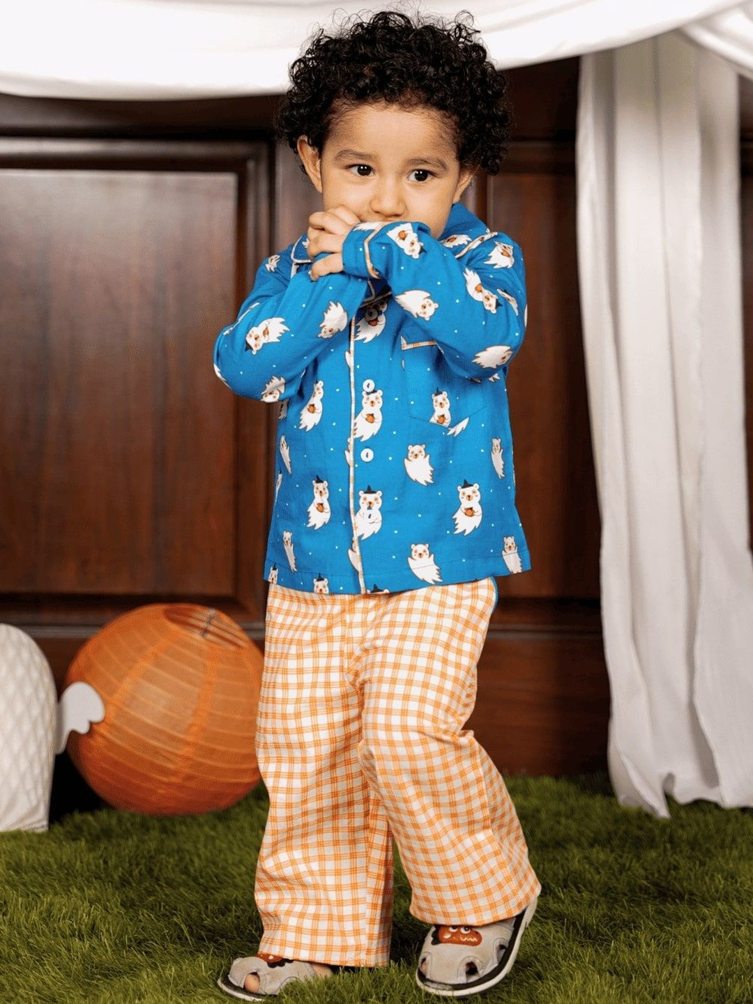 TIDY SLEEP Boys Printed Long Sleeves Pure Cotton Shirt With Pyjamas
