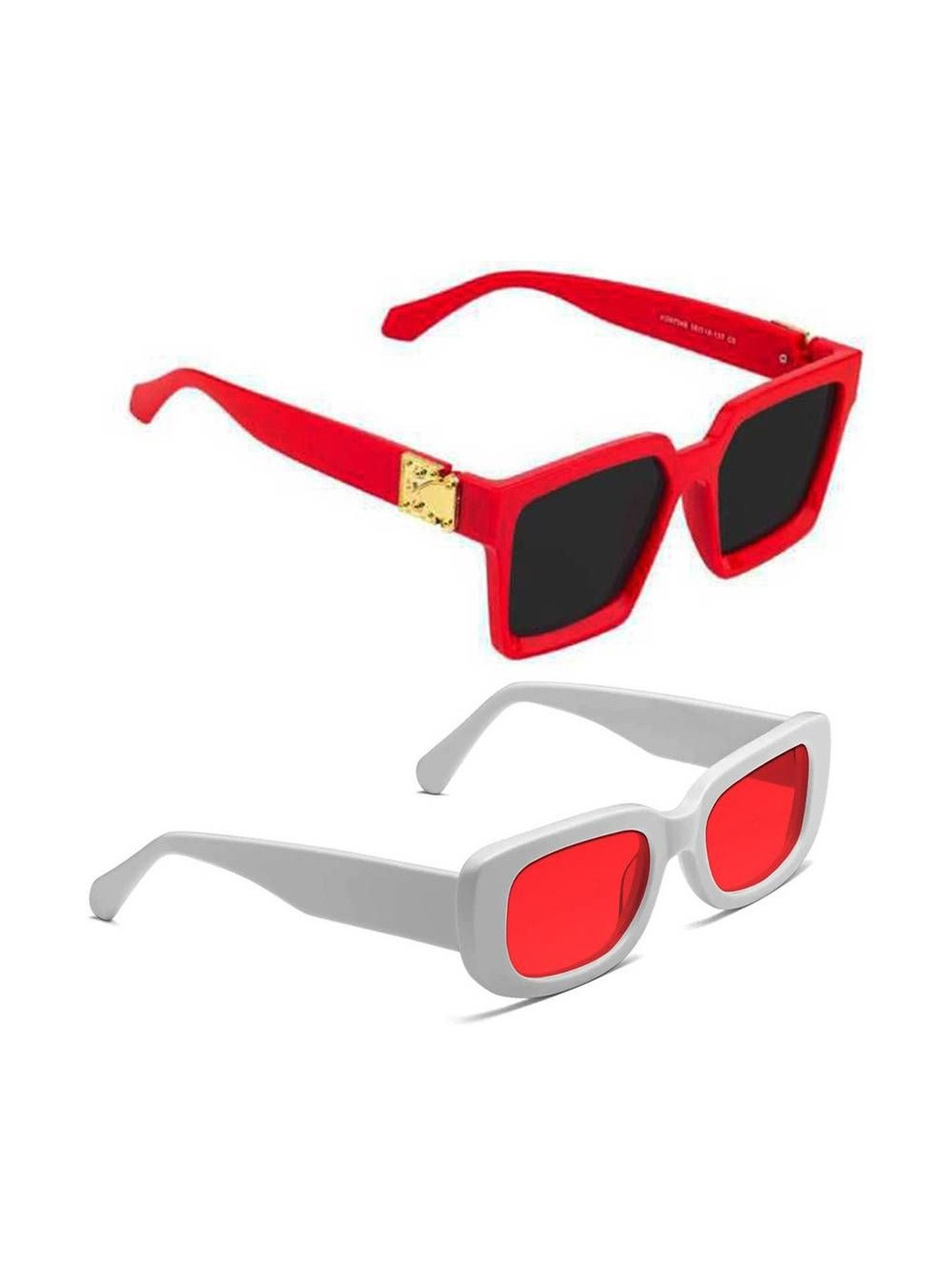 Arzonai Pack Of 2 Unisex Full Rim UV Protected Rectangle Sunglasses COMBO-2785