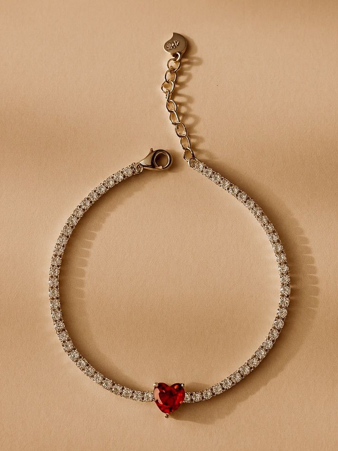 Anushka Jain Jewellery Women Sterling Silver-Plated Heart Diamond Wraparound Bracelet