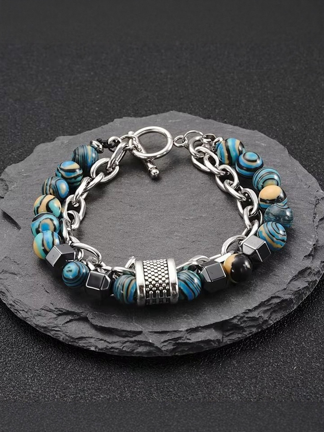 UNIVERSITY TRENDZ Men Antique Silver-Plated Link Bracelet