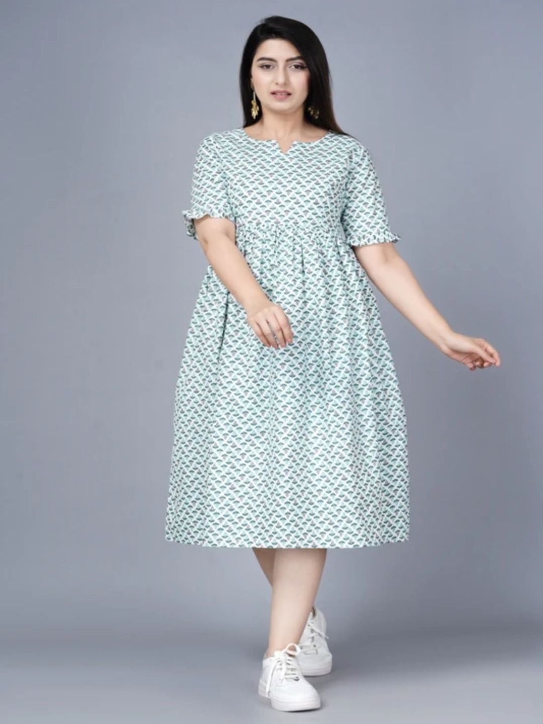 Anshara Fashion Ethnic Motifs Print A-Line Midi Dress