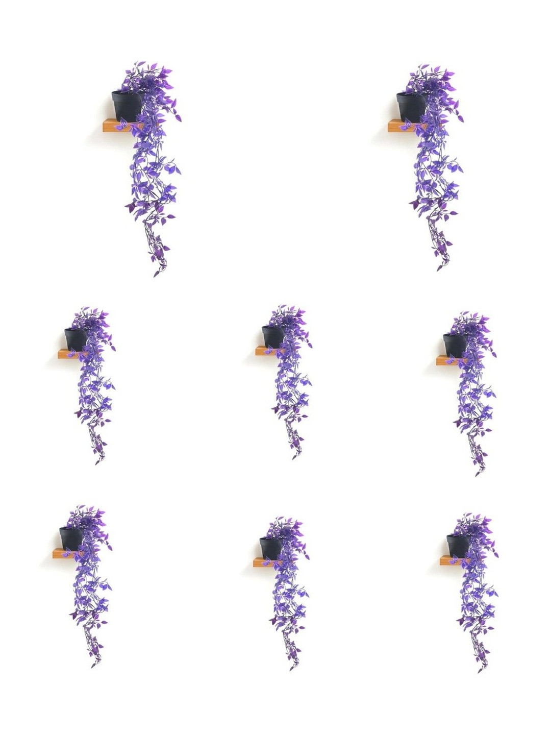 paperi Purple & Black 8 Pieces Hanging Artificial Plants With Pots