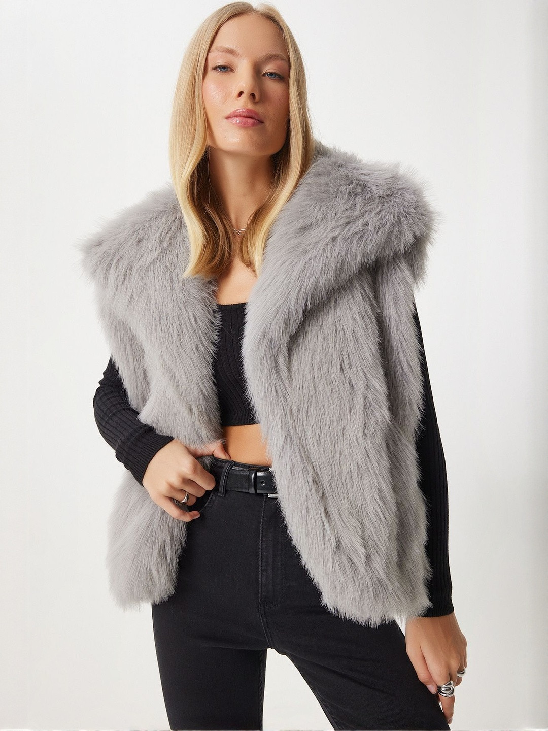 Happiness istanbul Ta Grisi Women Lapel Collar Waistcoat