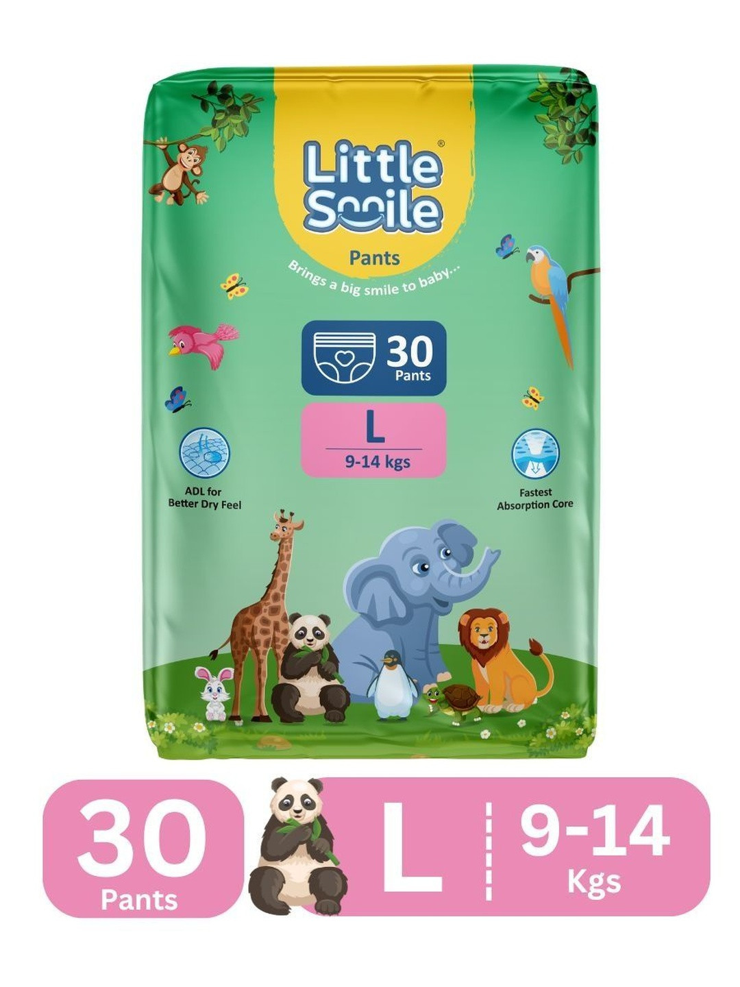 Little Smile Better Dry Feel Baby Diapers - L - 30 Pcs