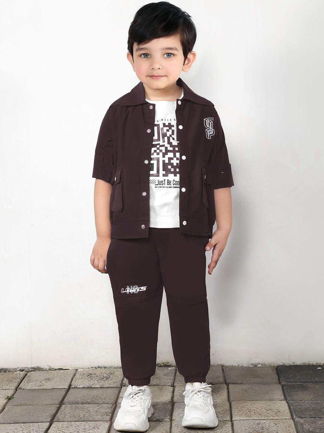 Bad Boys Boys Printed Round Neck Pure Cotton T-Shirt With Jacket & Jogger