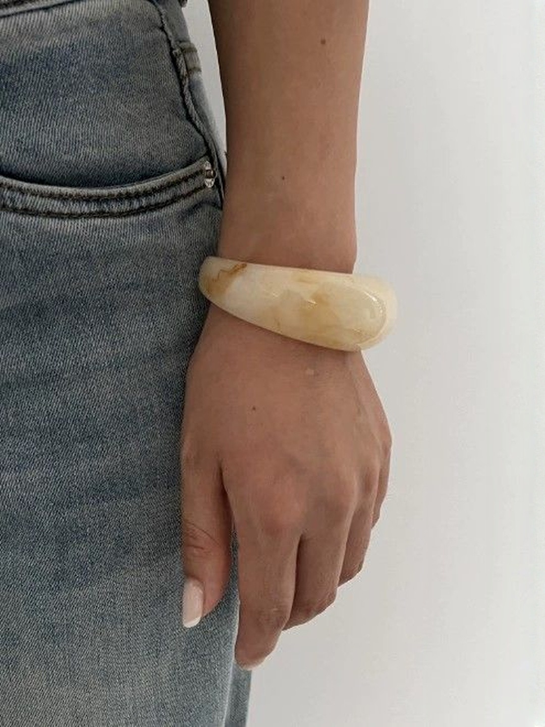 Just Lil Things Creamy Marble Glossy Resin Cuff Bracelet