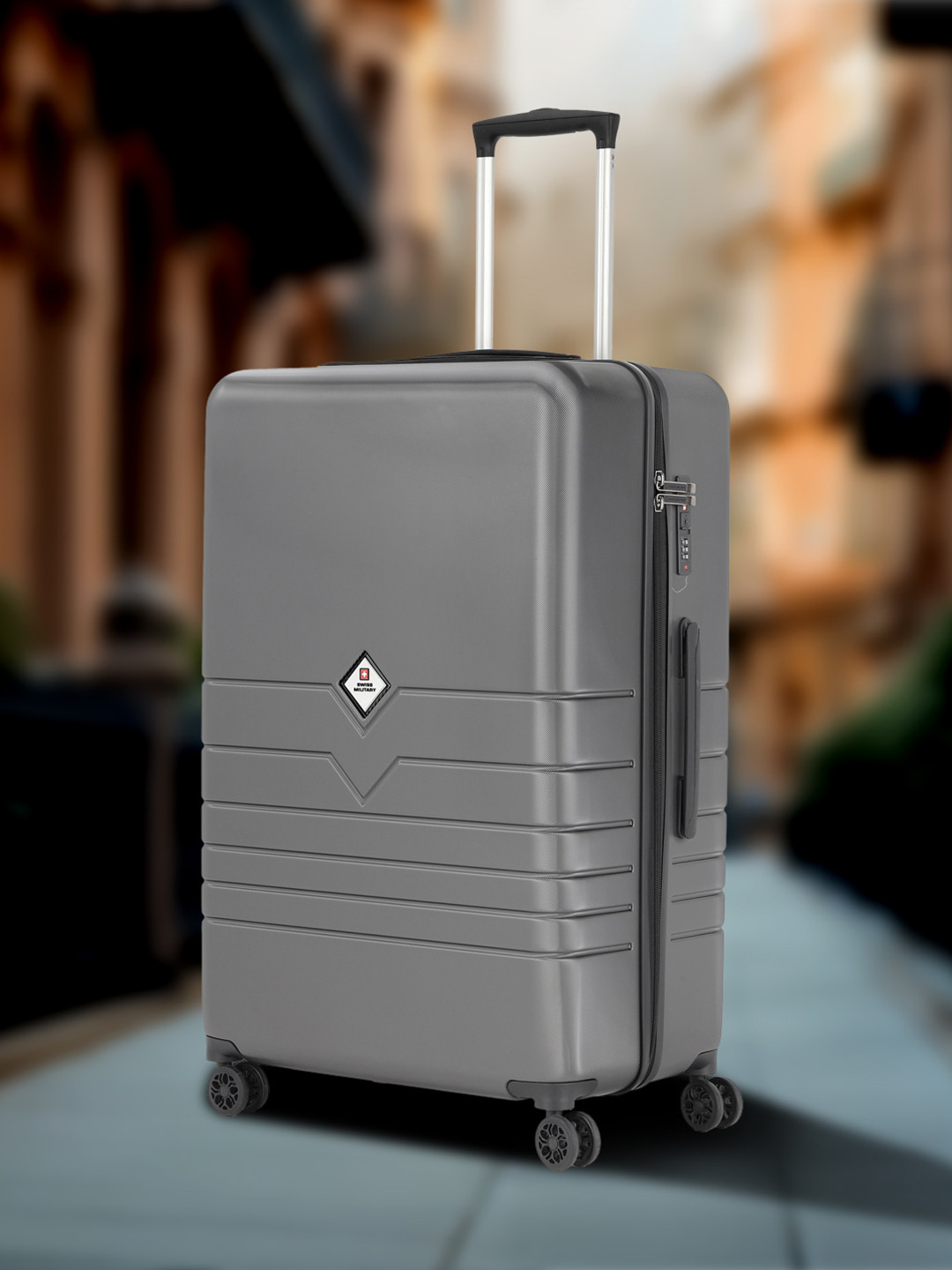 SWISS MILITARY Textured Hard-Sided Large Trolley Suitcase