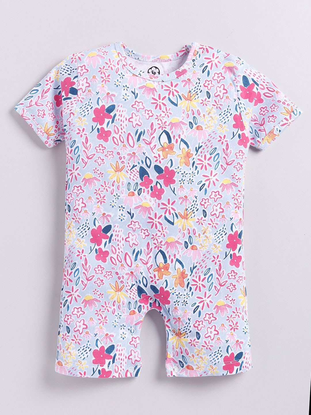 THE COTTON BABY Kids Unisex Multi Colored Babies Pure Cotton Printed Rompers