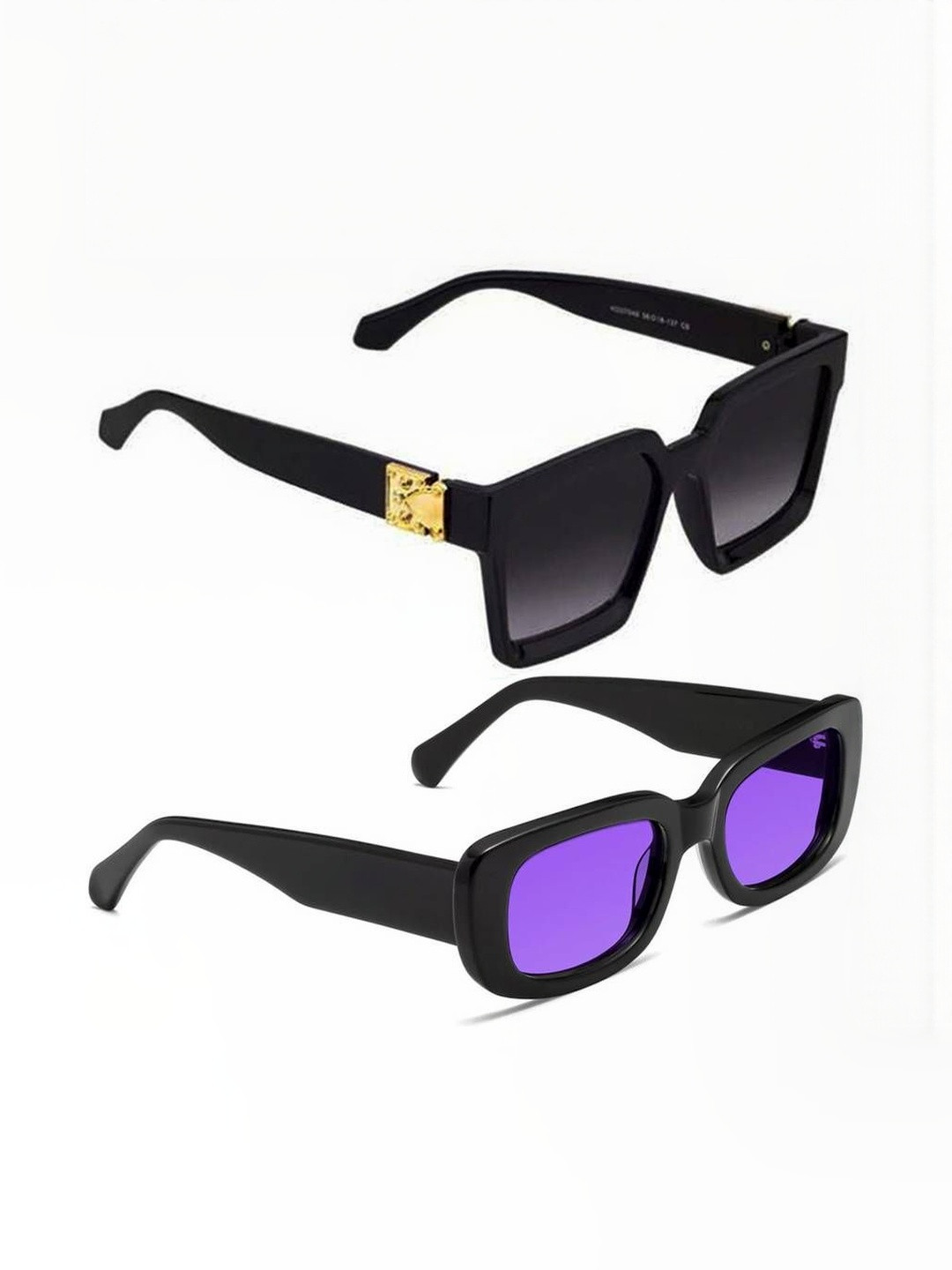 Arzonai Unisex Pack of 2 Rectangle Sunglasses with UV Protected Lens COMBO-2739