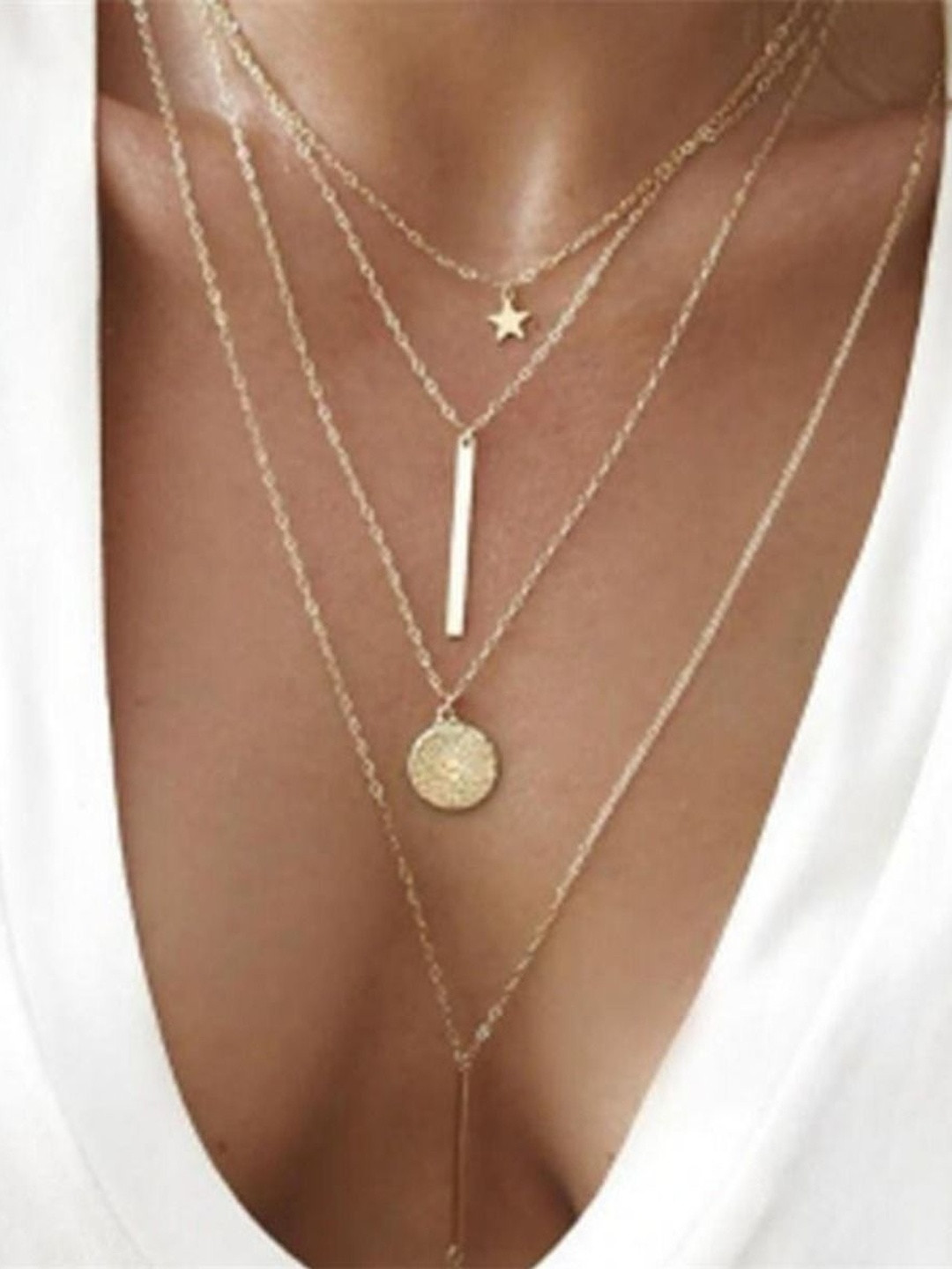 DressBerry Gold-Plated Multi Layered Necklace