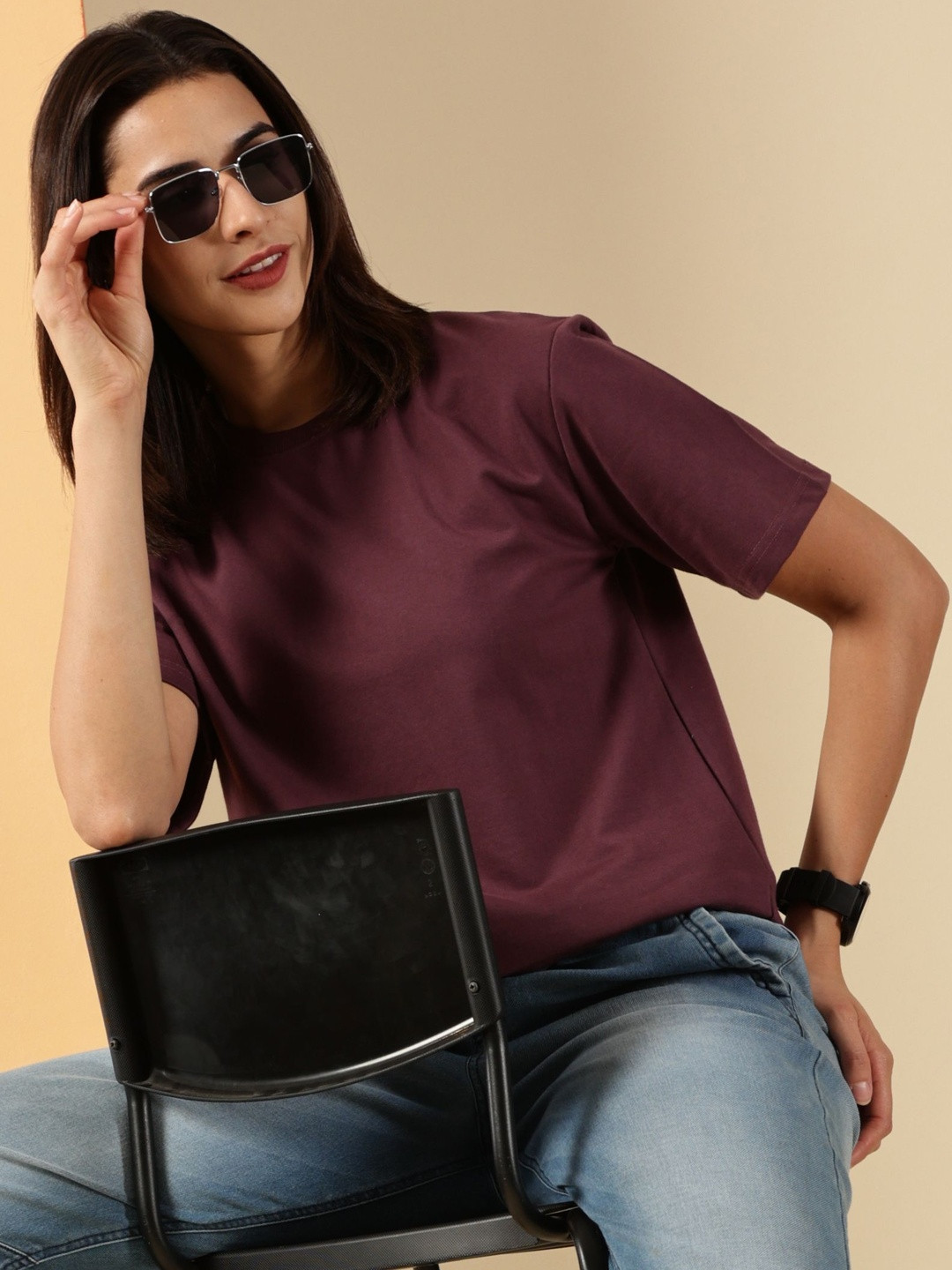 Own The Look Oversized V-Neck Pure Cotton T-shirt