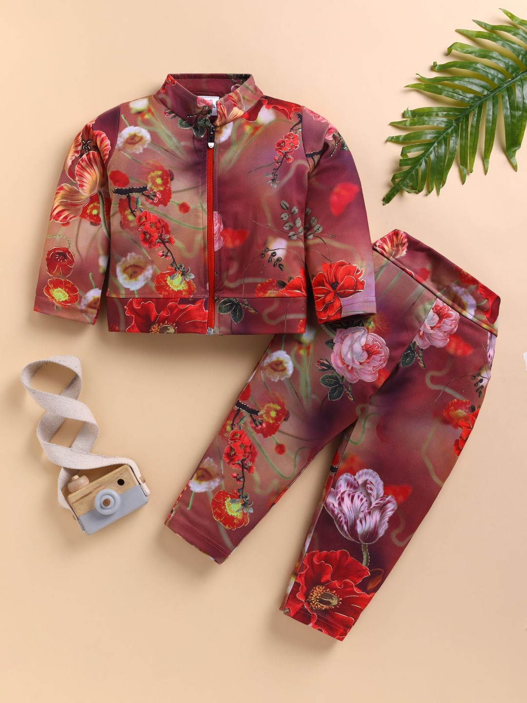 LACKii DOLL Girls Printed Mandarin Collar Sweatshirt With Pyjamas