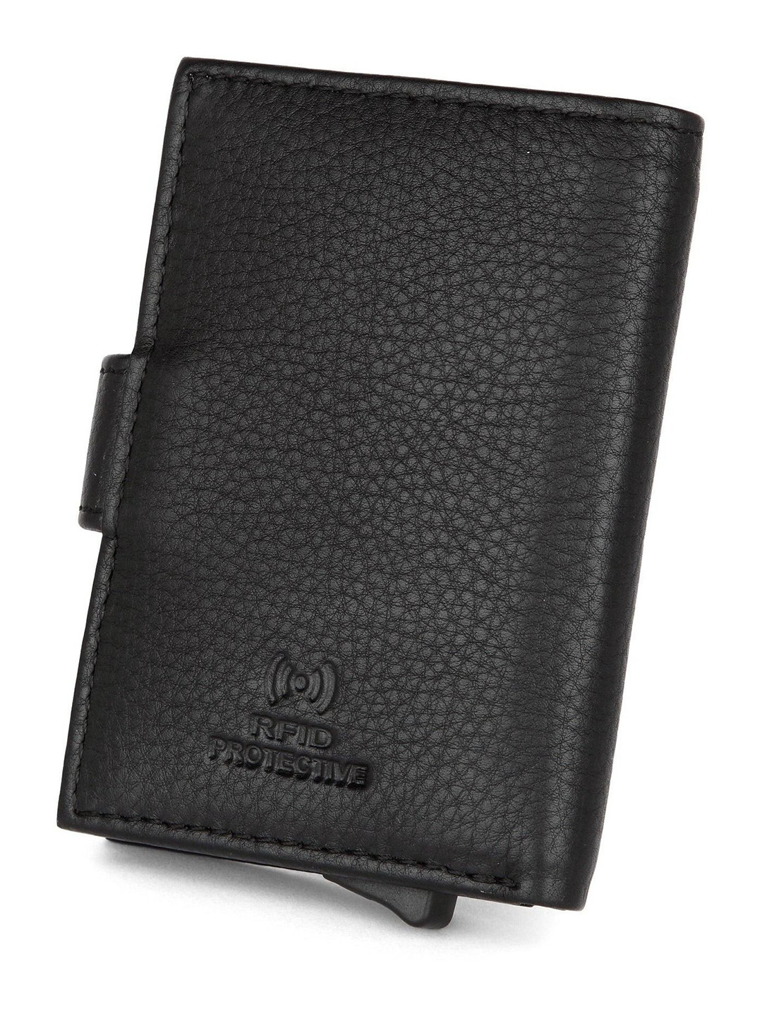 WATCHSTAR Unisex Textured Leather Card Holder with Button Closure