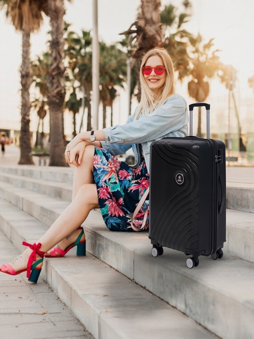 SWISS MILITARY MilesPro Striped Hard-Sided Cabin Trolley Bags