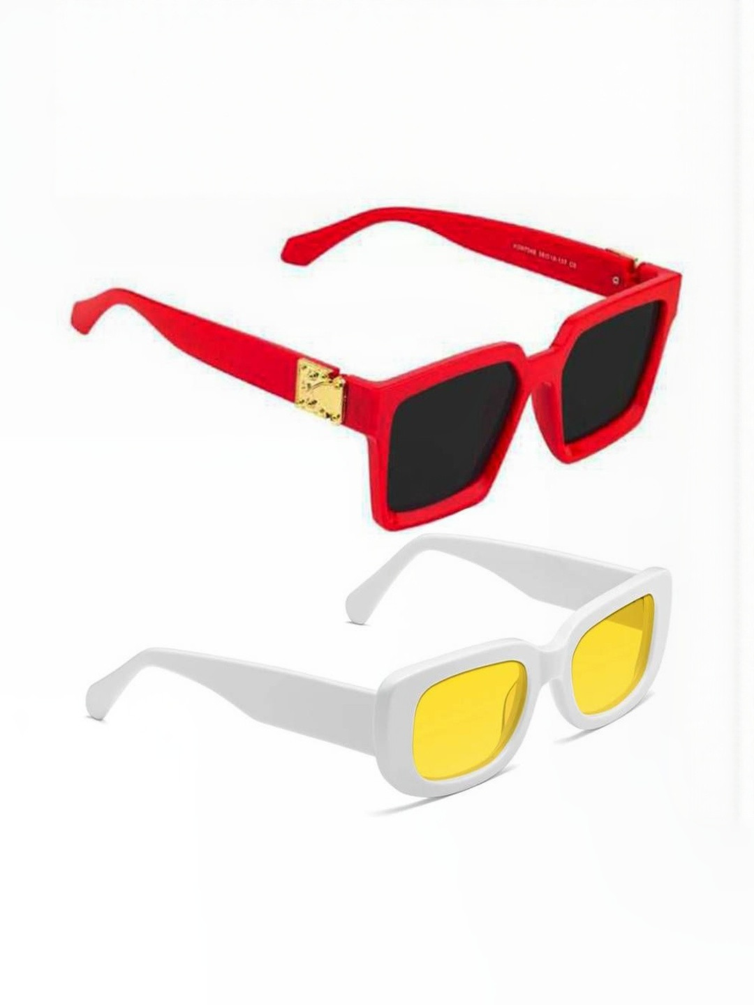 Arzonai Unisex Set of 2 UV Protected Lens Rectangle Sunglasses COMBO-2771