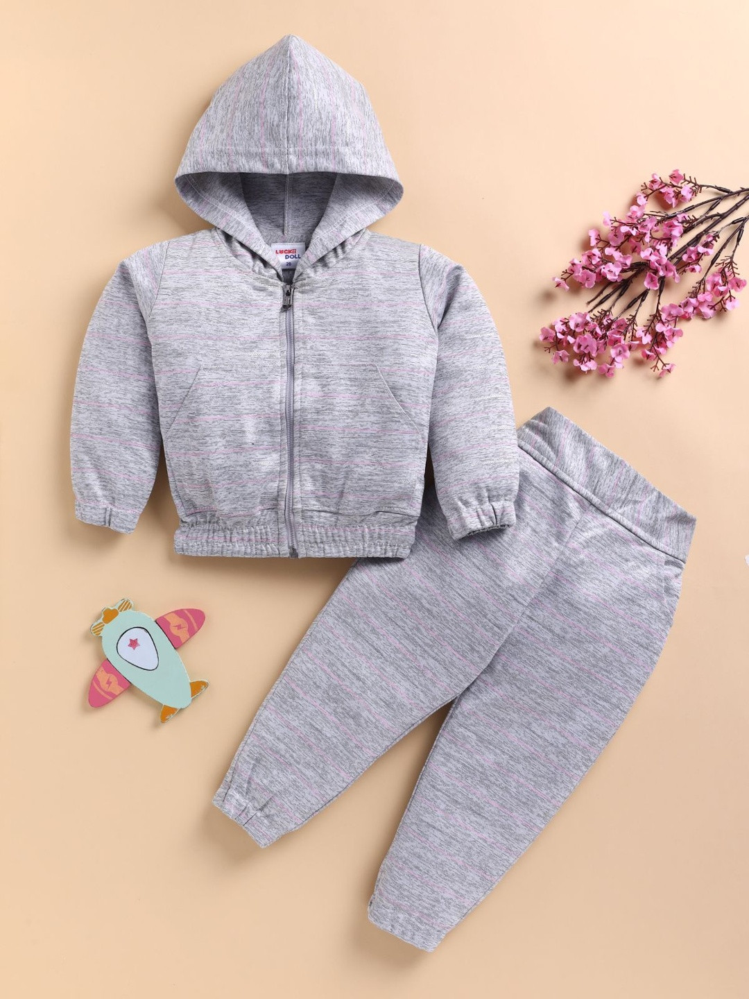 LACKii DOLL Girls Printed Hooded Sweatshirt With Pyjamas