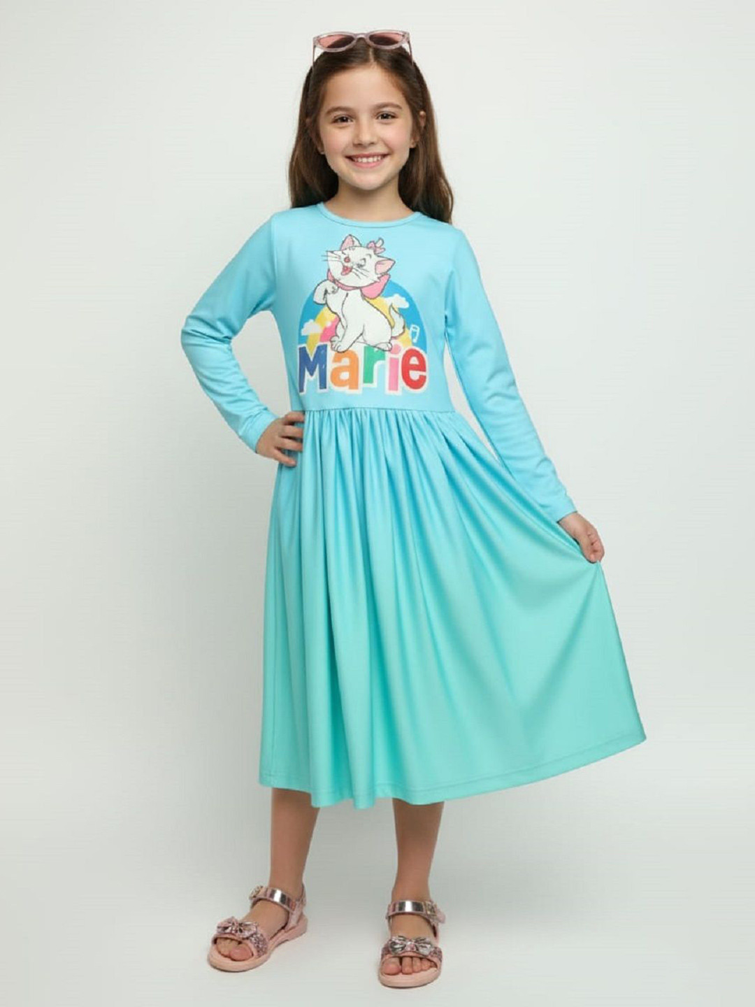 White World Girls Marie Printed Fit & Flare Dress