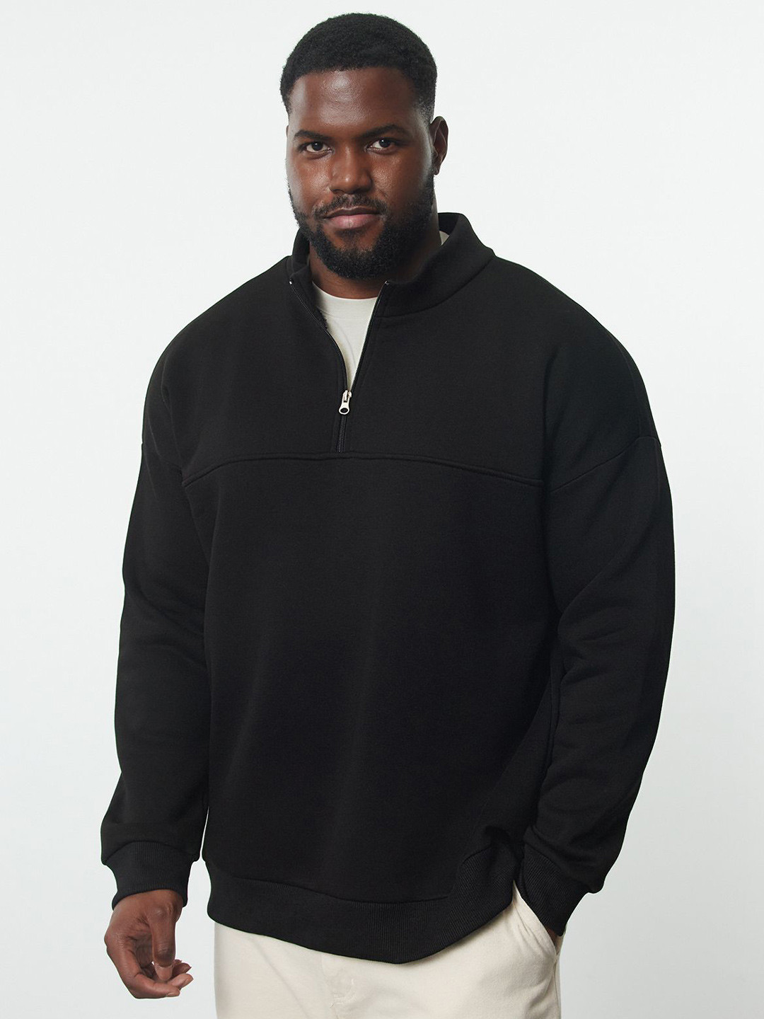 Trendyol Men Mock Neck Long Sleeves Oversized Pullover Sweatshirt