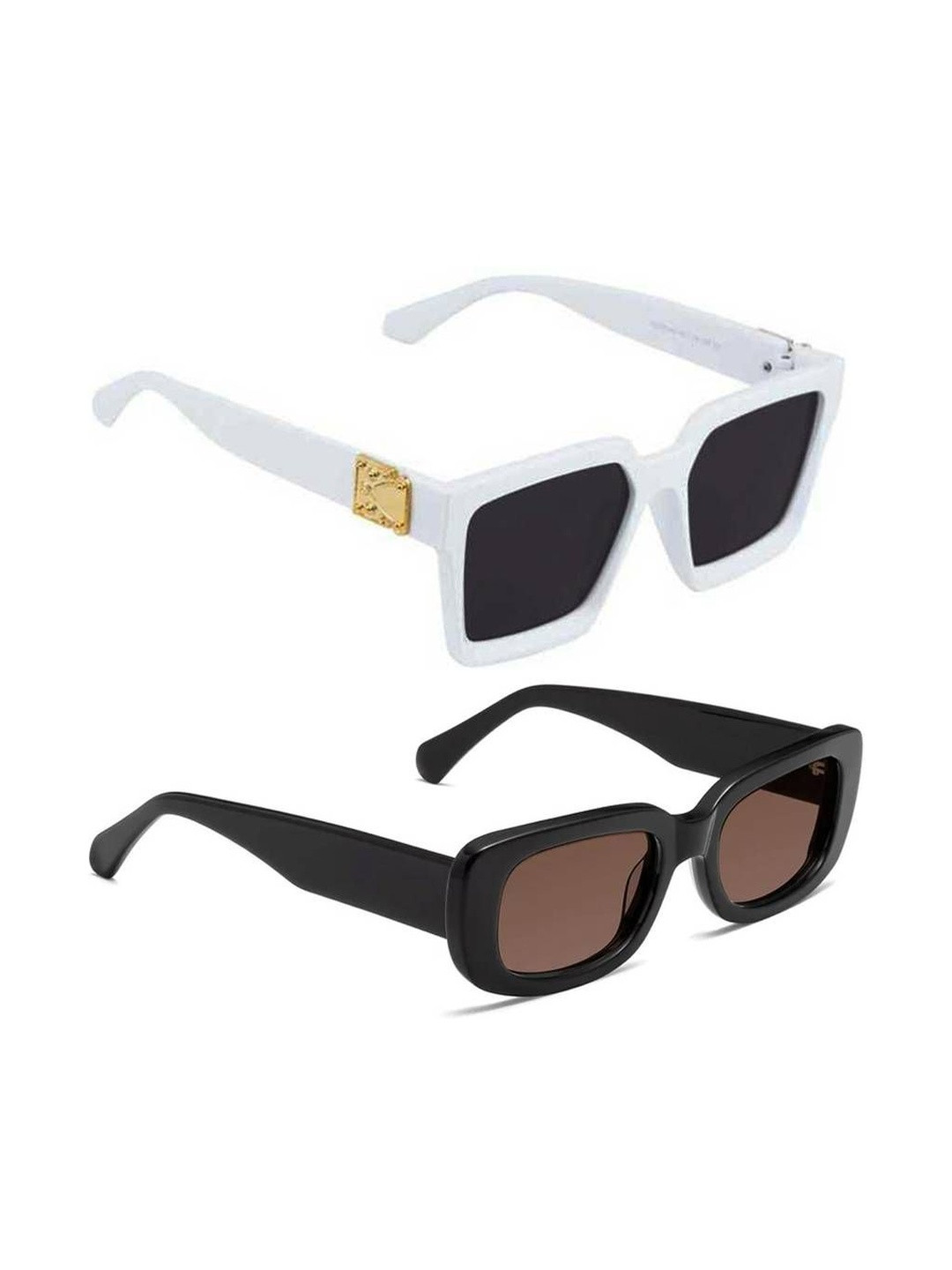 Arzonai Unisex Set Of 2 Rectangle Sunglasses with UV Protected Lens COMBO-2746