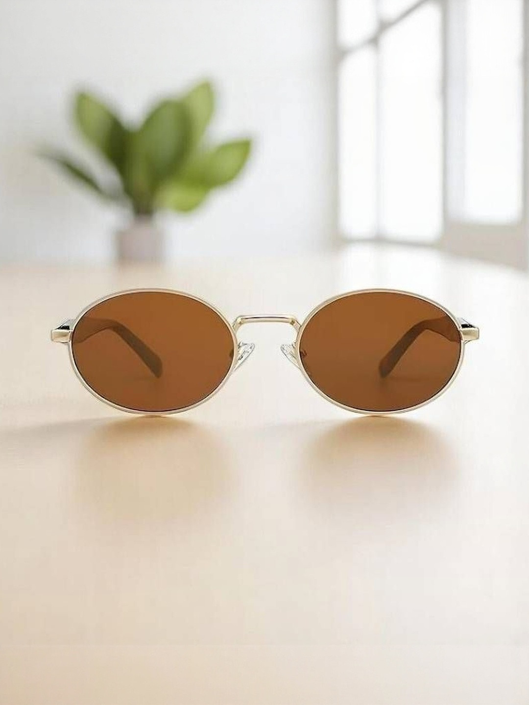 Arzonai Unisex Full Rim Oval Sunglasses MA-11211-LEOPARD-BROWN-M