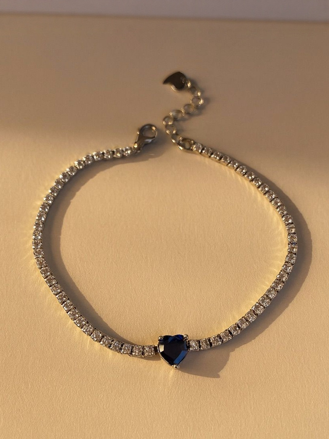 Anushka Jain Jewellery Women Sterling Silver-Plated Heart Diamond Wraparound Bracelet