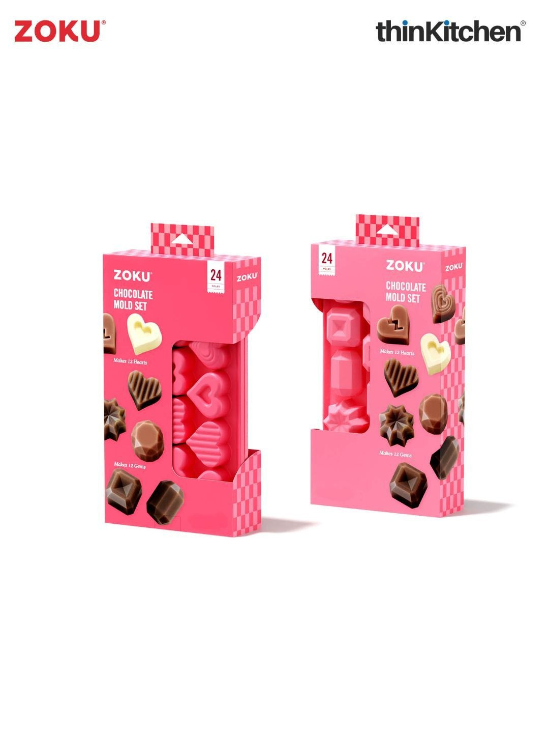 ZOKU Pink 2 Pieces Silicone Chocolate Ice Moulds