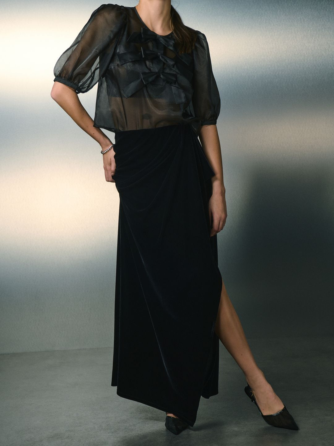 NEXT Velvet Finish Wrap Maxi Skirt