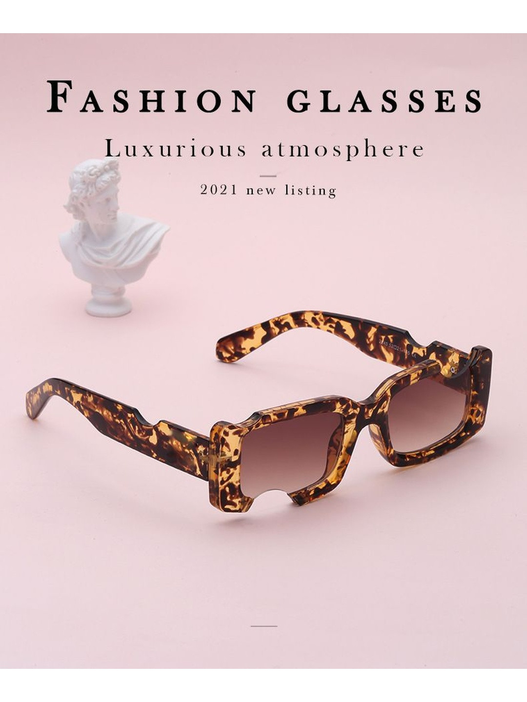 Arzonai Unisex Brown Lens & Brown Rectangle Sunglasses with Regular Lens MA-894-S5-LEOPORD