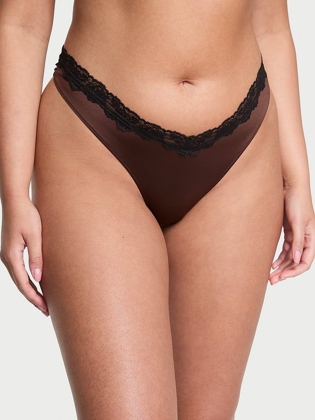 Victoria's Secret Women Very Sexy Self Design Lace-Trim Low-Rise Thong Briefs
