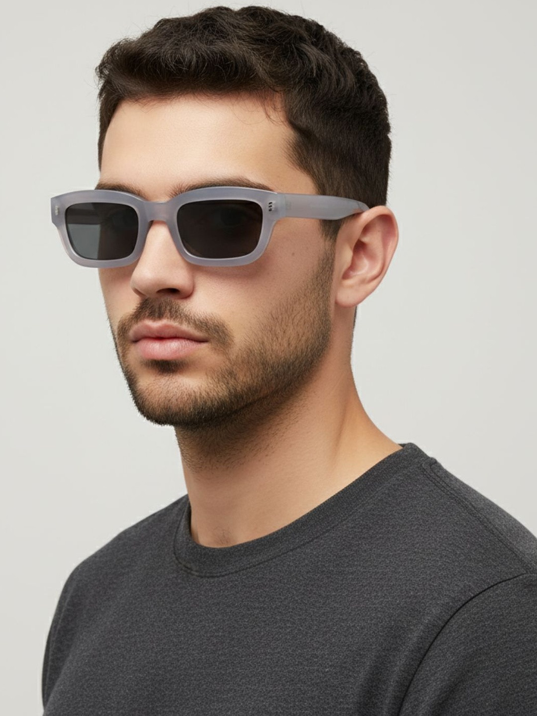 goglassic Unisex Black Lens & Purple Rectangle Sunglasses With UV Protected Lens