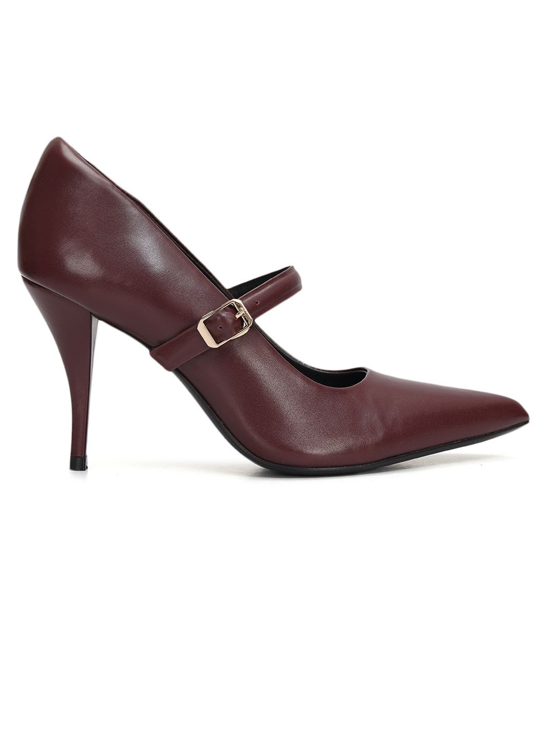 ROSSO BRUNELLO Women Solid Leather Pointed Toe Closed Back Slim Pumps Heels