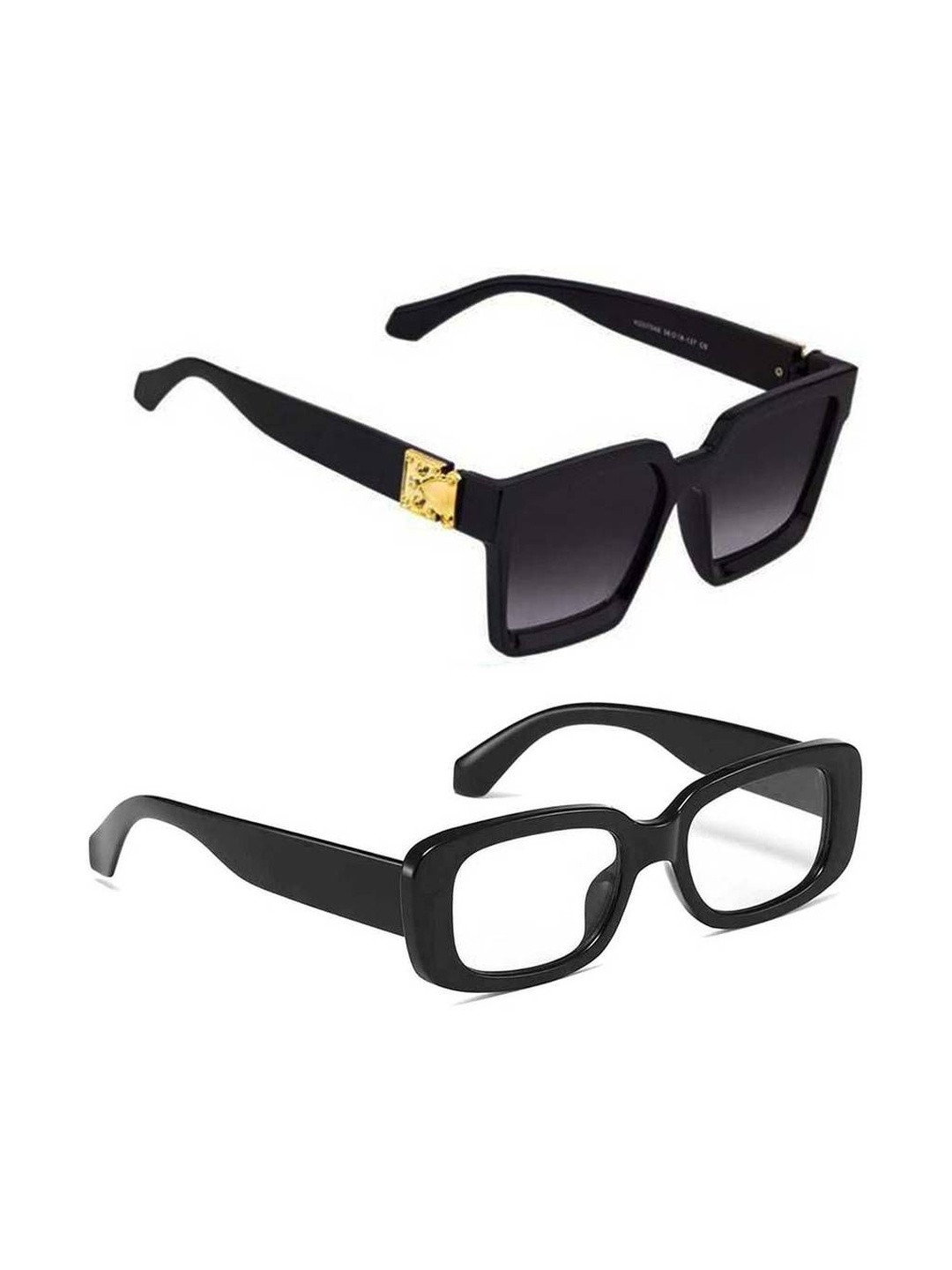 Arzonai Unisex Set Of 2 Rectangle Sunglasses with UV Protected Lens COMBO-2722