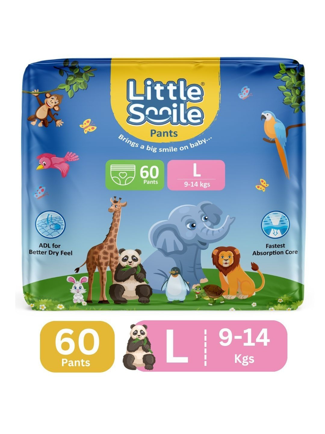 Little Smile Better Dry Feel Baby Diapers - 60 Pieces